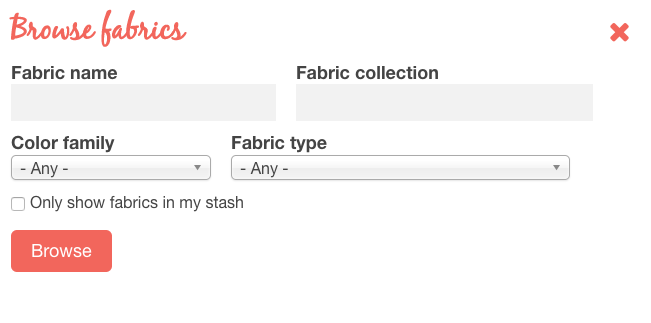 Fabric database browsing filters