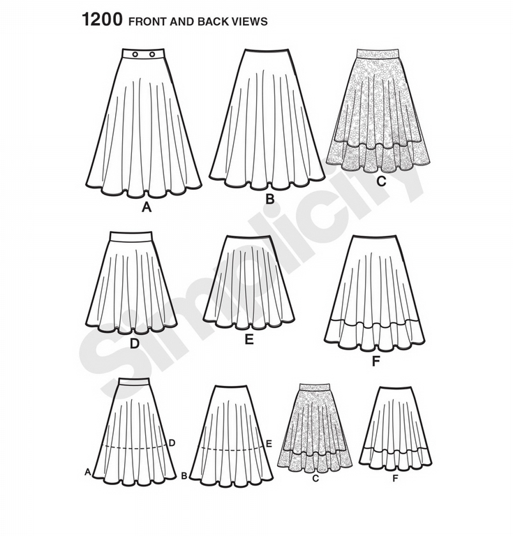 1200 | Misses' 3/4 Circle Skirt with Length Variations | Textillia