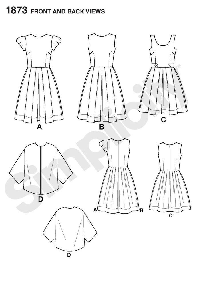 1873 | Misses' & Miss Petite Dresses and Jacket | Textillia