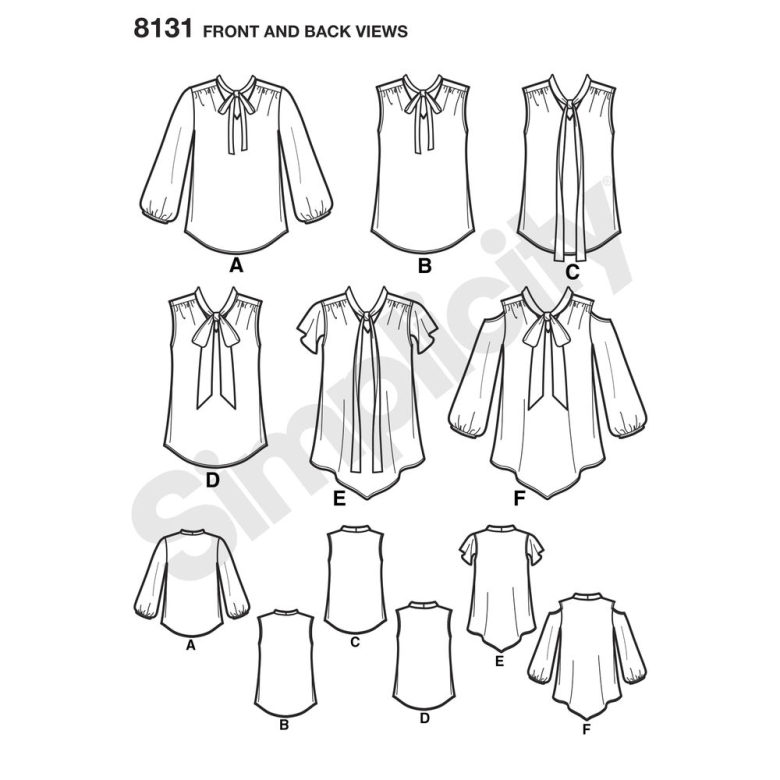 8131 | Misses' Bow Blouses with Sleeve Variations | Textillia