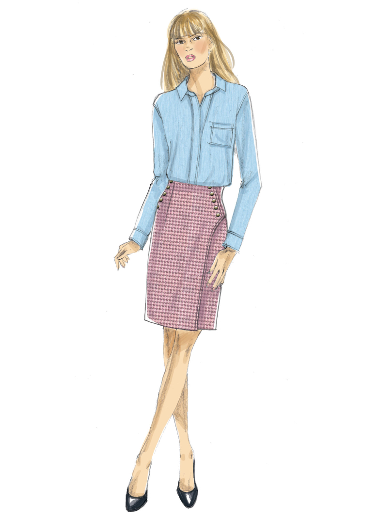 V9209 | Misses' Buttoned Wrap Skirt | Textillia