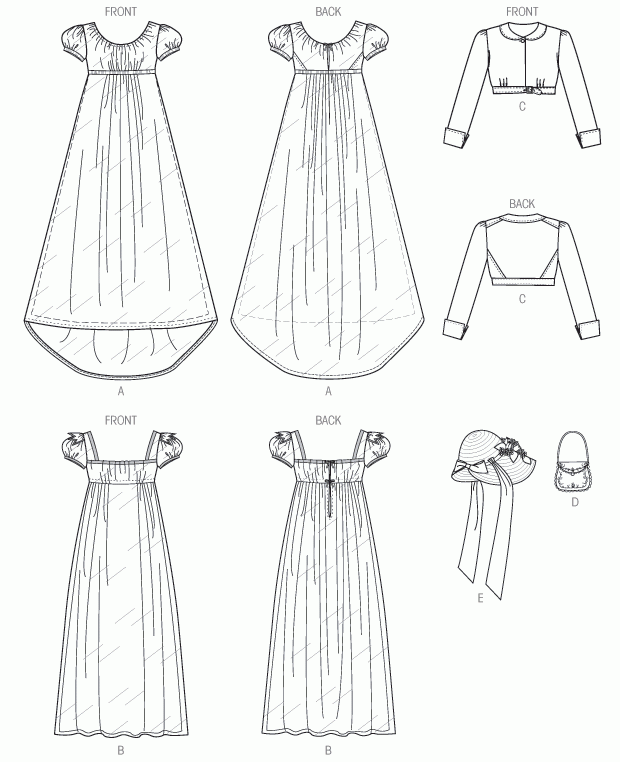 B6074 Empire Waist Dresses Jacket Purse And Hat Trim Textillia