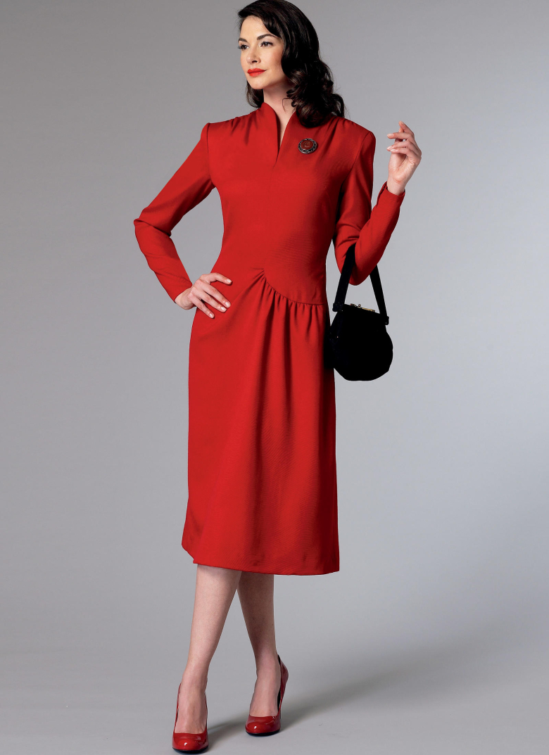 B6374 | Misses' Swan-Neck or Shawl Collar Dresses with Asymmetrical ...