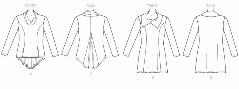 B6366 | Misses' Asymmetrical Collar or Turtleneck Tunics | Textillia