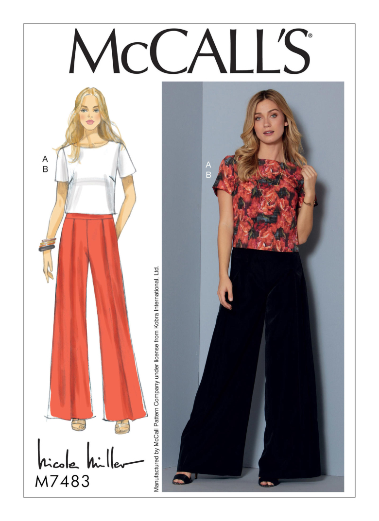 M7483 | Misses' Short Sleeve Top and Pleated, Wide-Leg Pants | Textillia