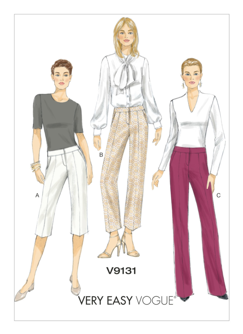 V9131 | Misses' Stitched-Crease Capris and Pants | Textillia