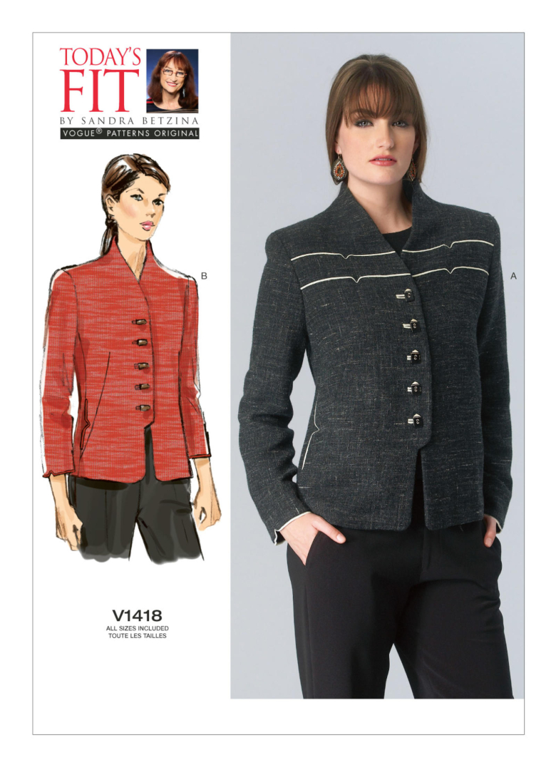 V1418 | Misses' Raised-Neckline Jackets | Textillia