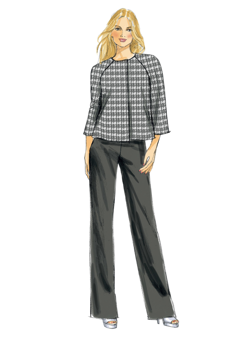 V8937 | Misses' Collarless Raglan Sleeve Jackets and Pants | Textillia