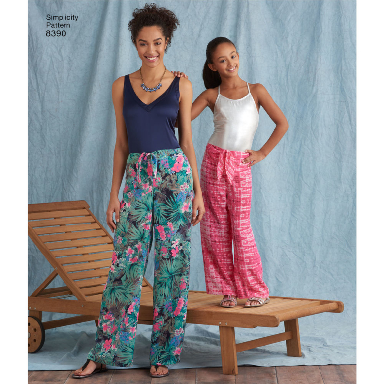 Simplicity 8390 Girl's and Misses' Tie Front One-Piece Pants