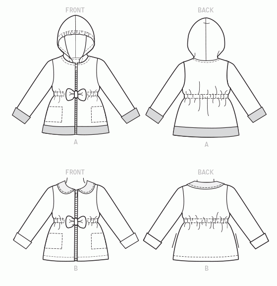 B6470 | Children's/Girls' Elastic-Waist Jackets with Collar or Hood ...