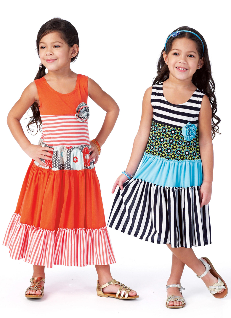 M7401 | Children's/Girls' Tiered, Sleeveless Dresses | Textillia