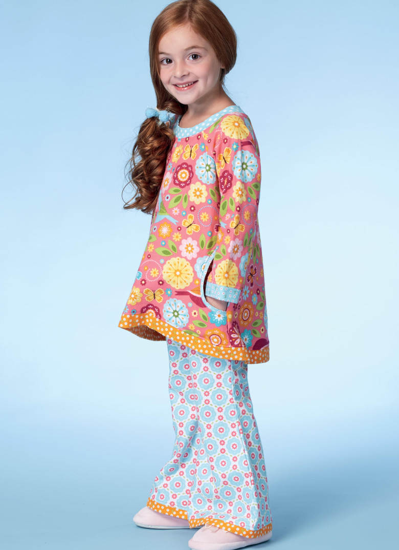 M7496 | Children's/Girls' Banded Top, Dress and Pants | Textillia