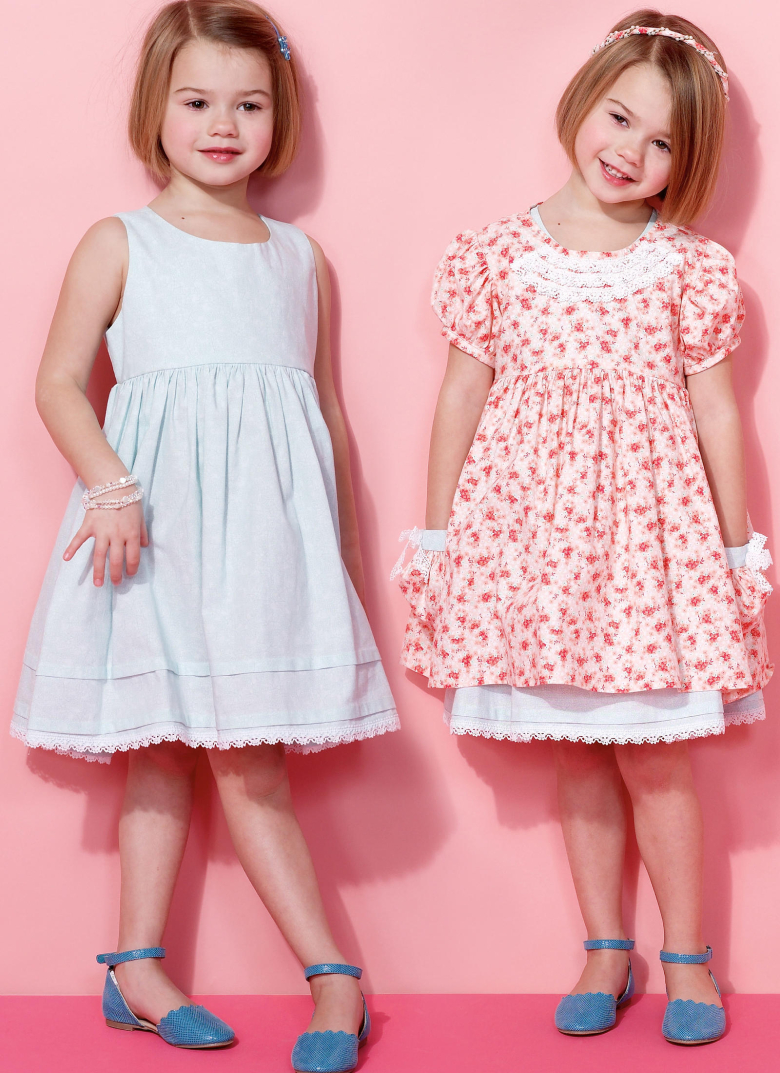 M7375 | Children's/Girls' Sleeveless Dress, Puff Sleeve Overdress and ...