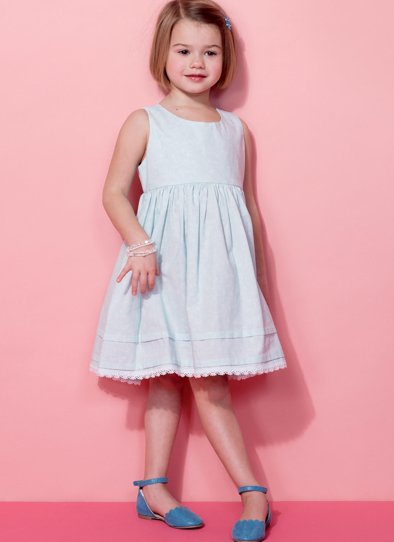 M7375 | Children's/Girls' Sleeveless Dress, Puff Sleeve Overdress and ...