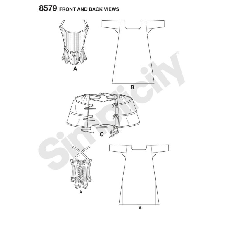 S8579  Simplicity Sewing Pattern Misses' 18th Century Costume