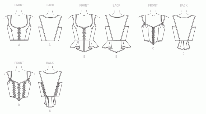 B4669, Laced Corsets with Peplum Variations
