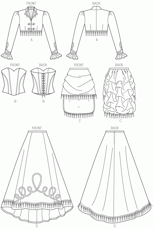 Pattern - McCalls - Costume - Corset, Jacket & Skirt, Cosplay, steampunk  (M6911), each