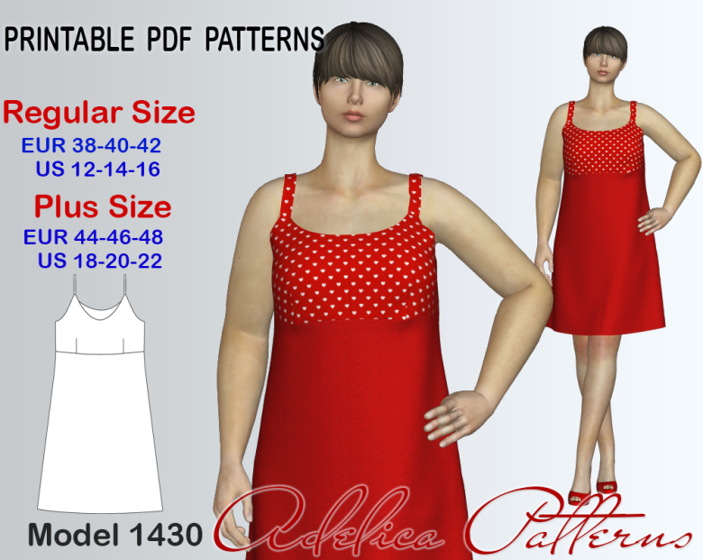 Slip Spaghetti Strap Dress Sewing pattern for sizes 12-22 | Textillia