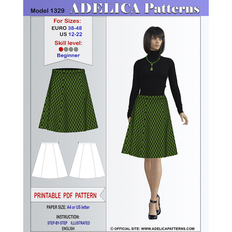 Knee length 2025 skirt pattern