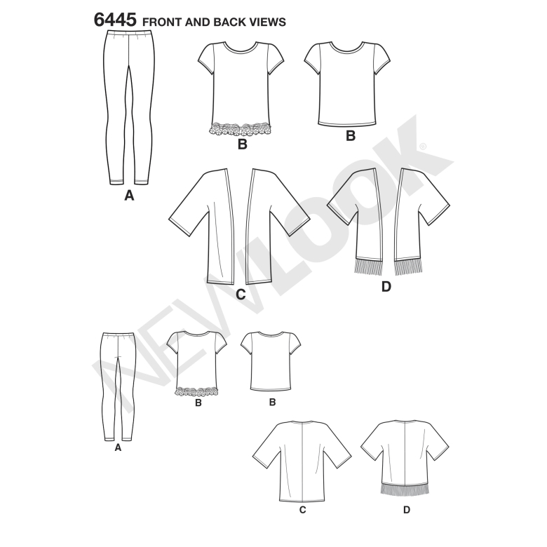 6445 | Easy Girl's Kimono, Knit Top and Leggings | Textillia