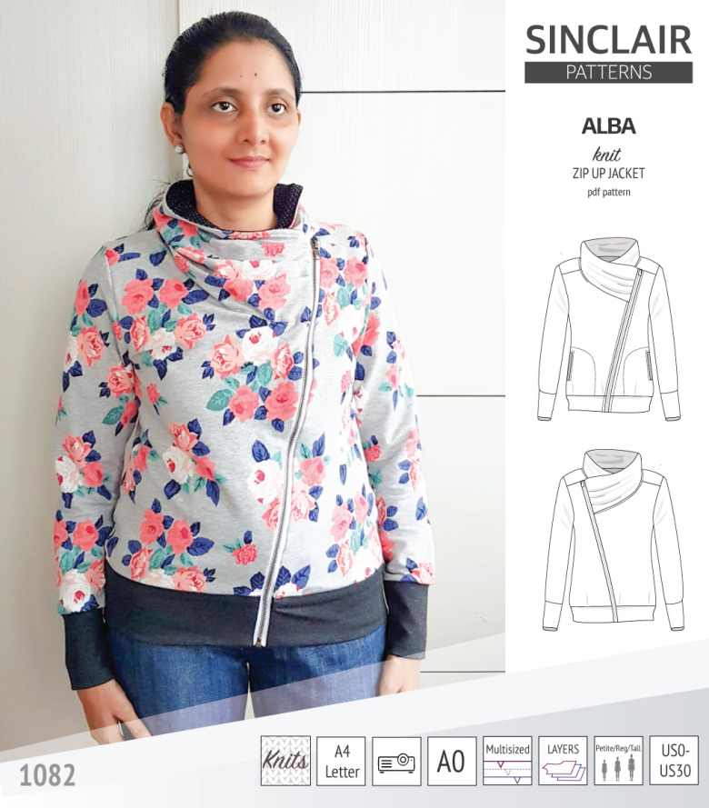 Alba Zip Up Knit Asymmetrical Jacket | Textillia
