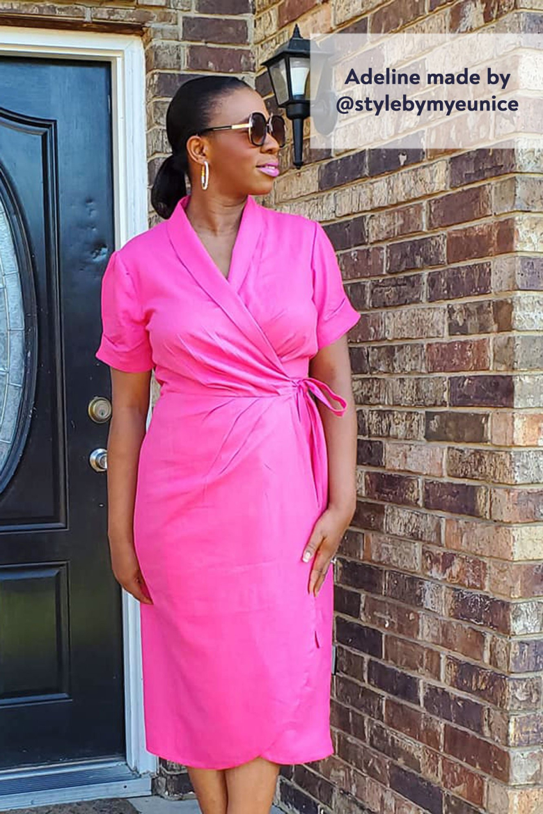 Bright pink wrap dress on sale