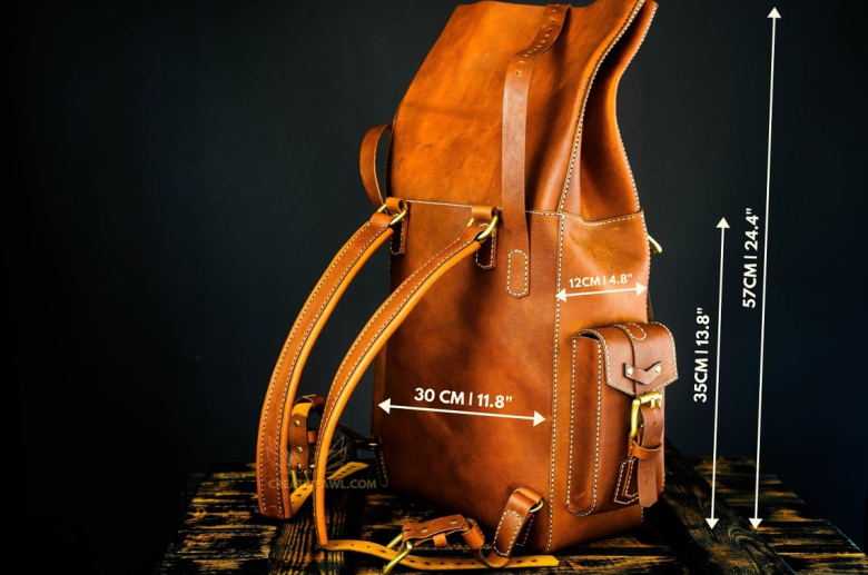 Leather Rol top Backpack Textillia