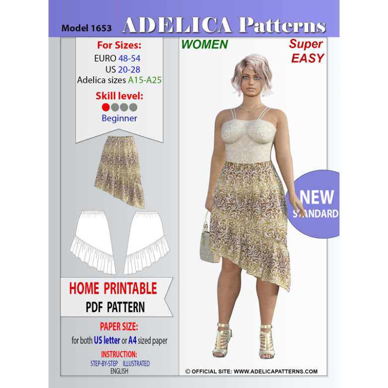 Asymmetrical skirt pattern best sale