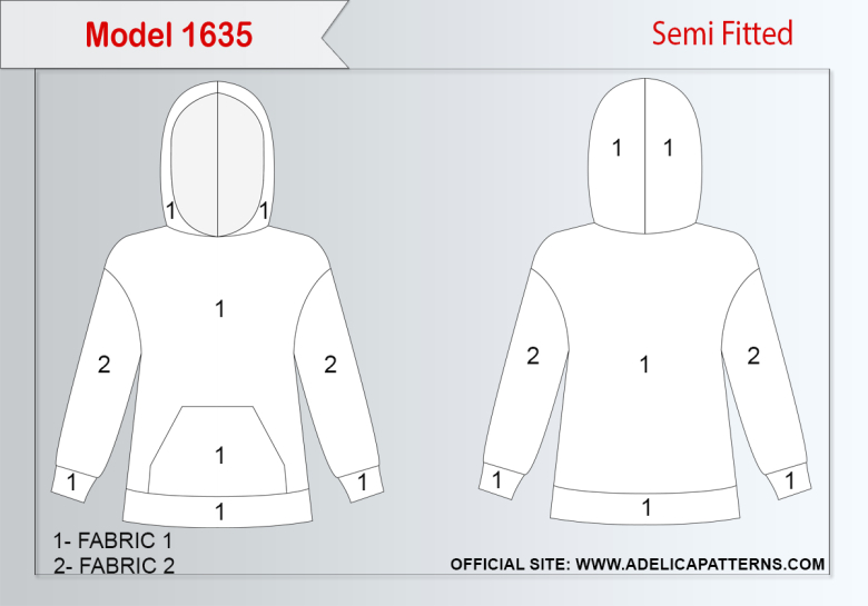 Adelica pattern 1635 Hoodie Sewing pattern PDF | Textillia
