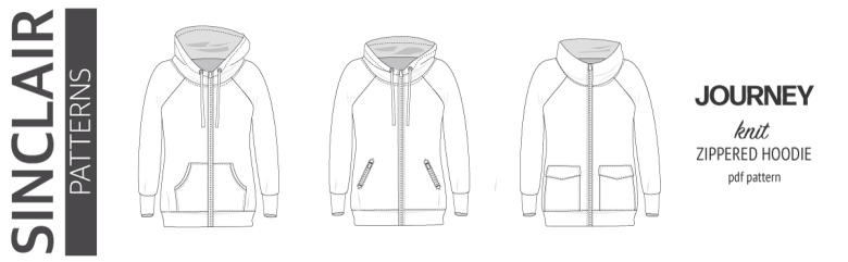 Journey zip up knit raglan hoodie with different pocket styles (PDF) -  Sinclair Patterns