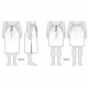 Flat illustration of both views, showing the front, side and back of the garment