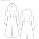 Flat line drawings of the front and back views of the Kefta coat.