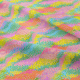 fabric with waving fields of painted flowers in bright rainbow colors